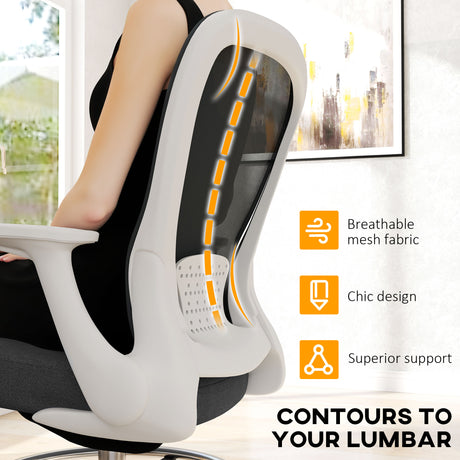 Fabric Home And Office Chair 59cm Wide With Flip-Up Armrest And Adjustable Foot Ring - Velmora