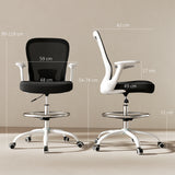 Fabric Home And Office Chair 59cm Wide With Flip-Up Armrest And Adjustable Foot Ring - Velmora