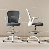 Fabric Home And Office Chair 59cm Wide With Flip-Up Armrest And Adjustable Foot Ring - Velmora
