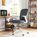 Fabric Home And Office Chair 59cm Wide With Flip-Up Armrest And Adjustable Foot Ring - Velmora