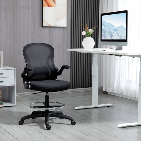 Fabric Home And Office Chair 59cm Wide With Flip-Up Armrest - Velmora