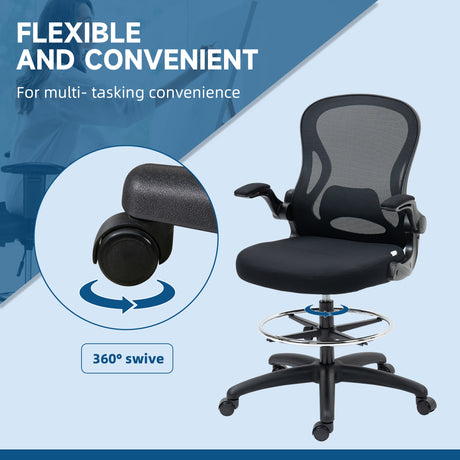 Fabric Home And Office Chair 59cm Wide With Flip-Up Armrest - Velmora