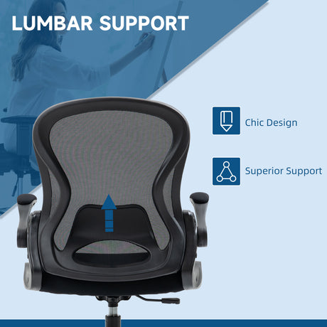 Fabric Home And Office Chair 59cm Wide With Flip-Up Armrest - Velmora