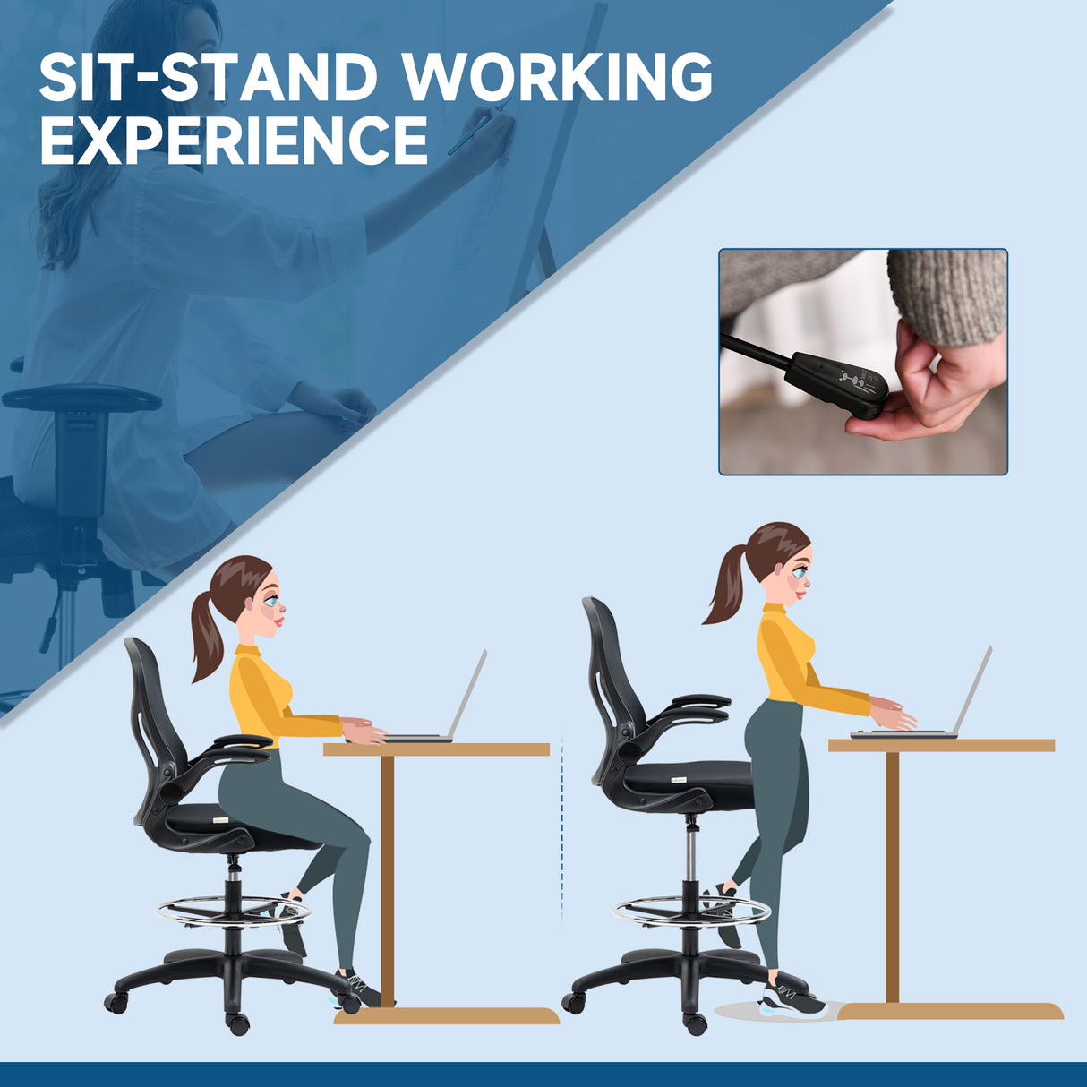 Fabric Home And Office Chair 59cm Wide With Flip-Up Armrest - Velmora