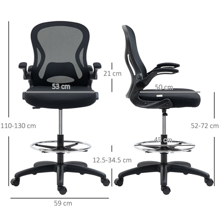 Fabric Home And Office Chair 59cm Wide With Flip-Up Armrest - Velmora