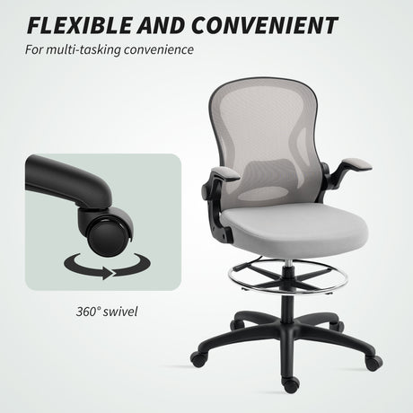 Fabric Home And Office Chair 59cm Wide With Flip-Up Armrest - Velmora