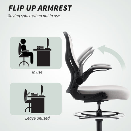 Fabric Home And Office Chair 59cm Wide With Flip-Up Armrest - Velmora