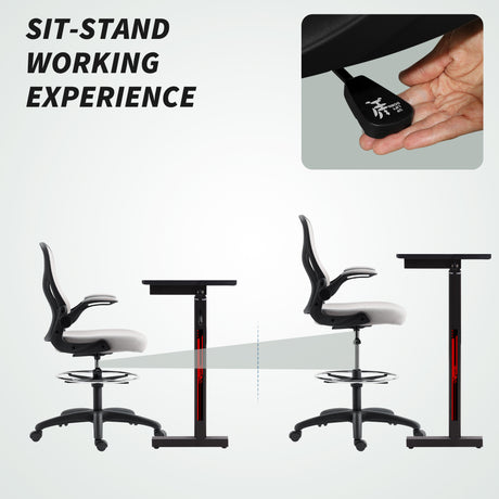 Fabric Home And Office Chair 59cm Wide With Flip-Up Armrest - Velmora