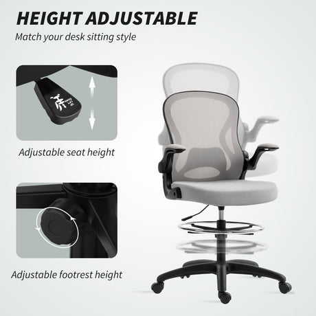 Fabric Home And Office Chair 59cm Wide With Flip-Up Armrest - Velmora