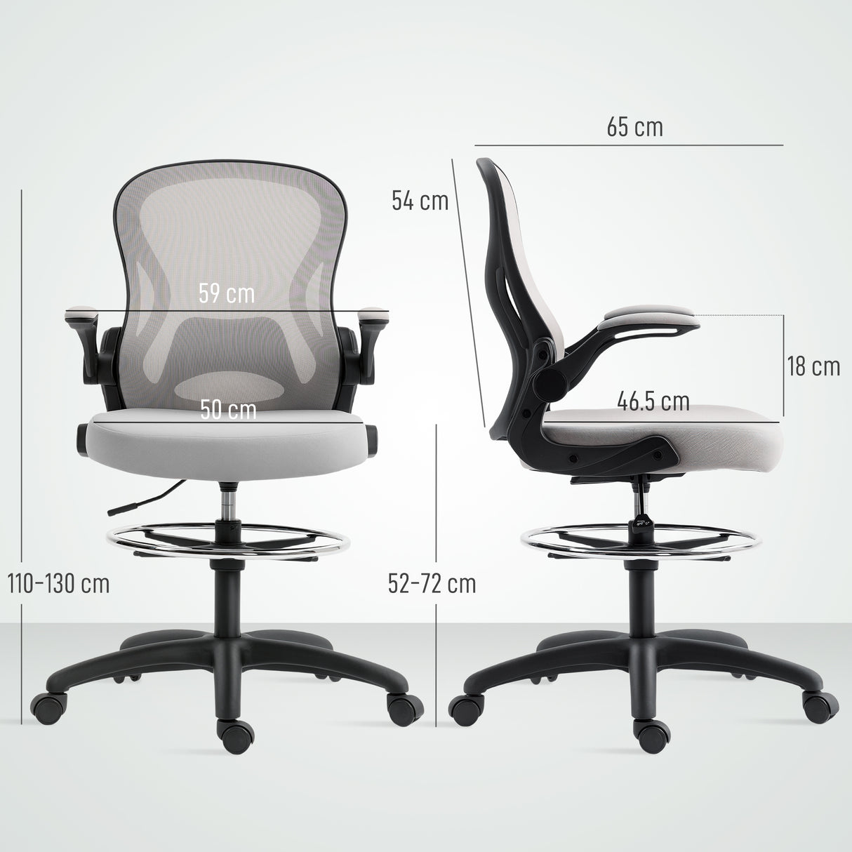 Fabric Home And Office Chair 59cm Wide With Flip-Up Armrest - Velmora