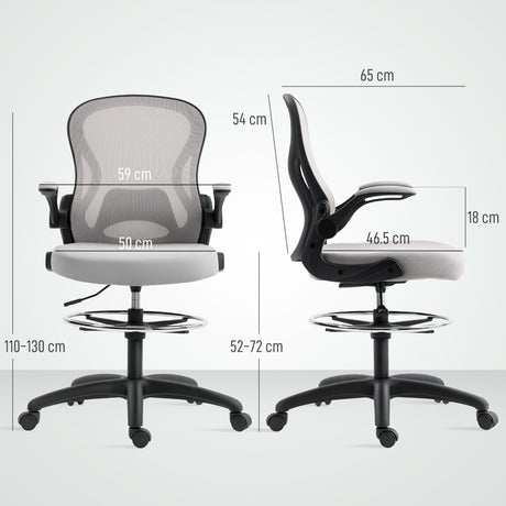 Fabric Home And Office Chair 59cm Wide With Flip-Up Armrest - Velmora
