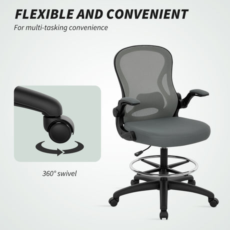 Fabric Home And Office Chair 59cm Wide With Flip-Up Armrest - Velmora