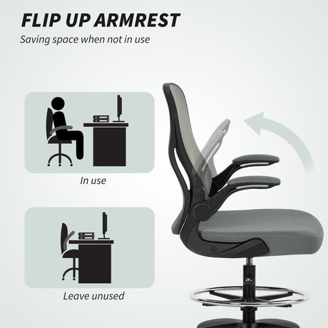Fabric Home And Office Chair 59cm Wide With Flip-Up Armrest - Velmora