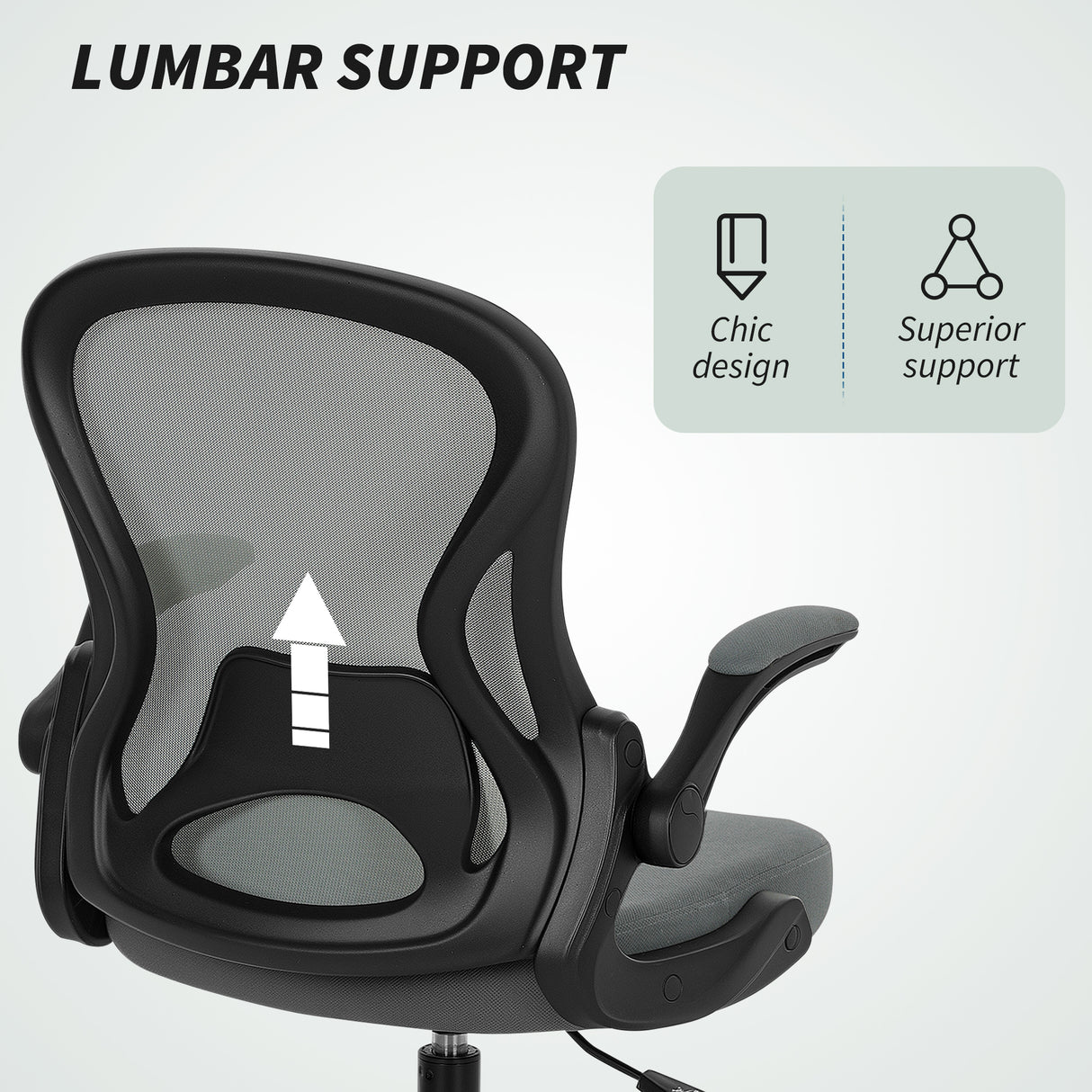 Fabric Home And Office Chair 59cm Wide With Flip-Up Armrest - Velmora