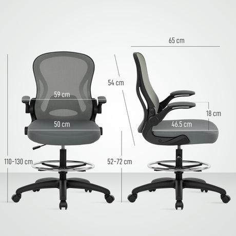 Fabric Home And Office Chair 59cm Wide With Flip-Up Armrest - Velmora