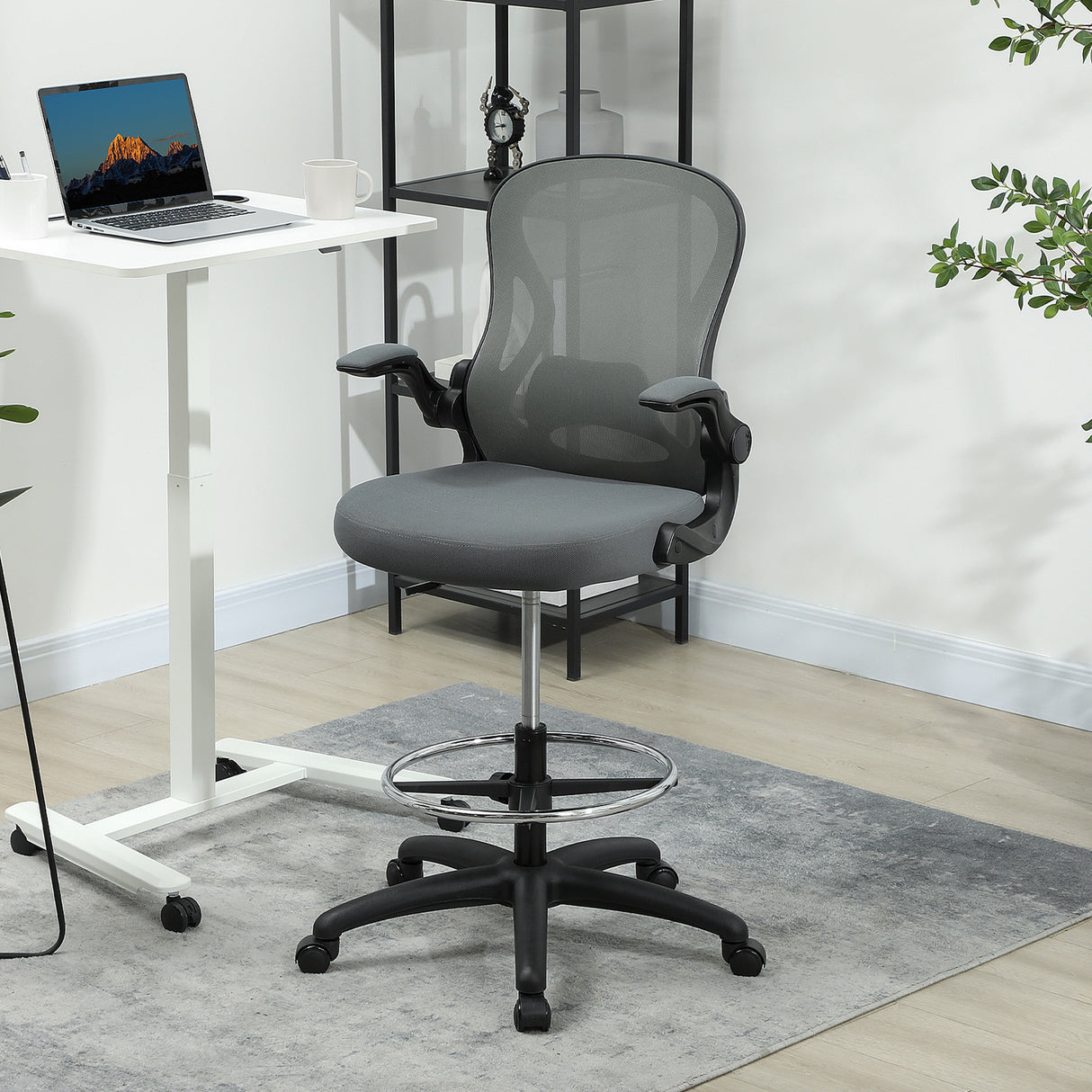 Fabric Home And Office Chair 59cm Wide With Flip-Up Armrest - Velmora
