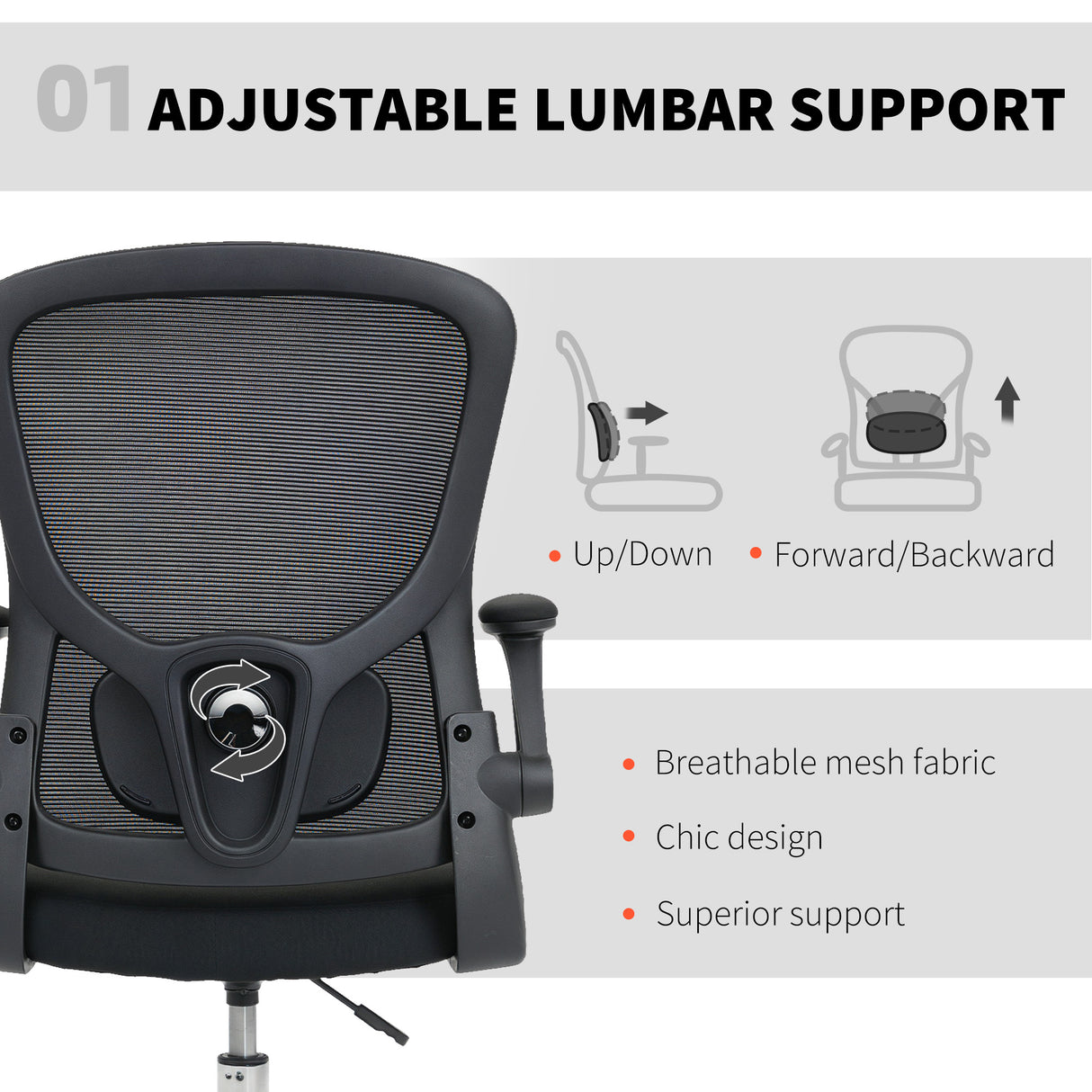 Fabric Home And Office Chair 60cm Wide With Adjustable Lumbar - Velmora