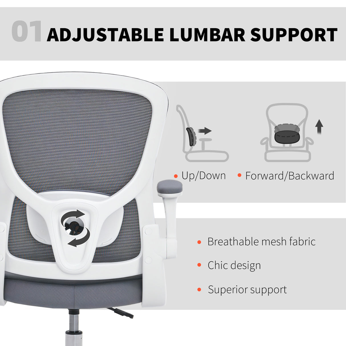 Fabric Home And Office Chair 60cm Wide With Adjustable Lumbar - Velmora