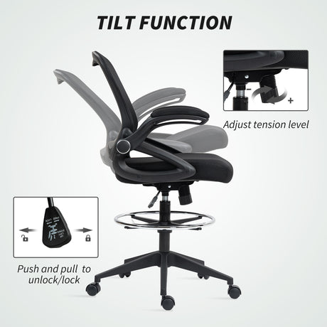 Fabric Home And Office Chair 60cm Wide With Flip-Up Armrest - Velmora