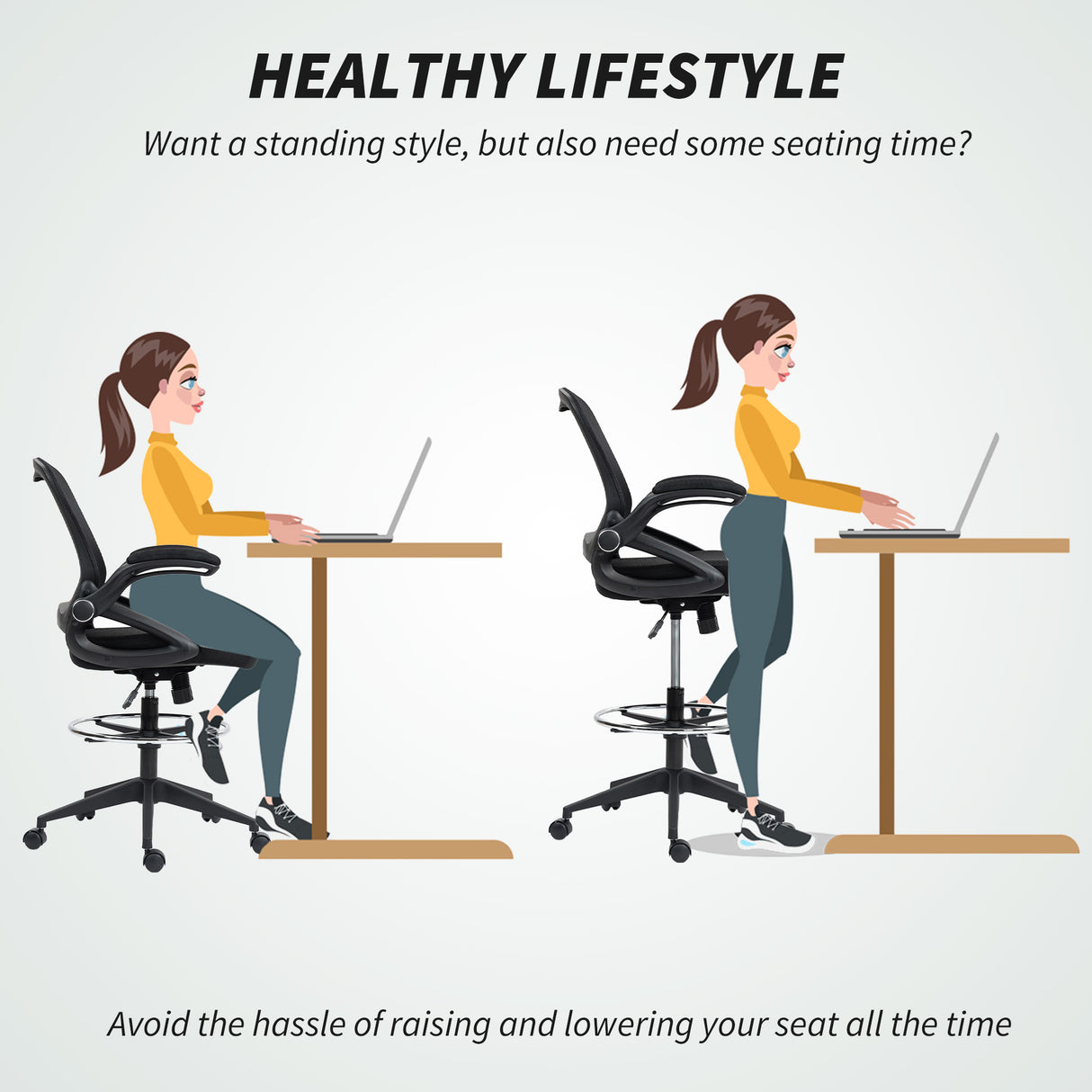 Fabric Home And Office Chair 60cm Wide With Flip-Up Armrest - Velmora