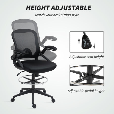 Fabric Home And Office Chair 60cm Wide With Flip-Up Armrest - Velmora