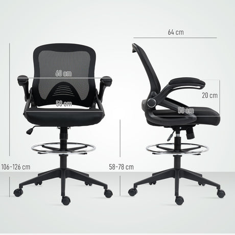 Fabric Home And Office Chair 60cm Wide With Flip-Up Armrest - Velmora
