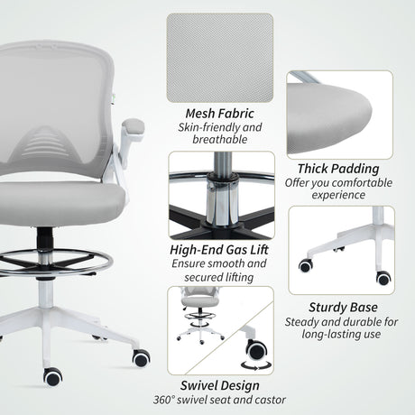 Fabric Home And Office Chair 60cm Wide With Flip-Up Armrest - Velmora