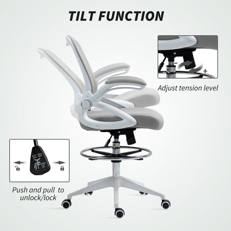 Fabric Home And Office Chair 60cm Wide With Flip-Up Armrest - Velmora