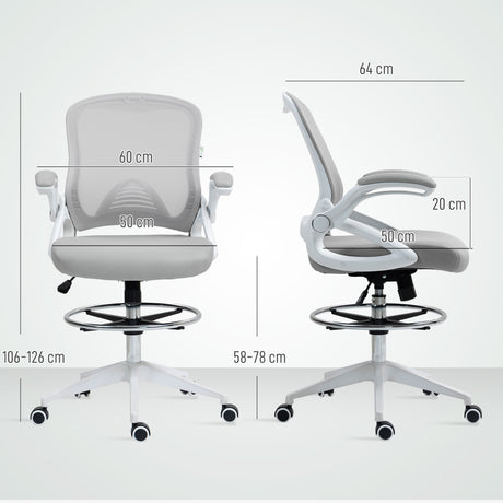 Fabric Home And Office Chair 60cm Wide With Flip-Up Armrest - Velmora