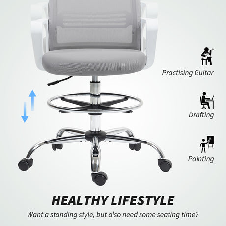 Fabric Home And Office Chair 66cm Wide With Adjustable Foot Ring - Velmora