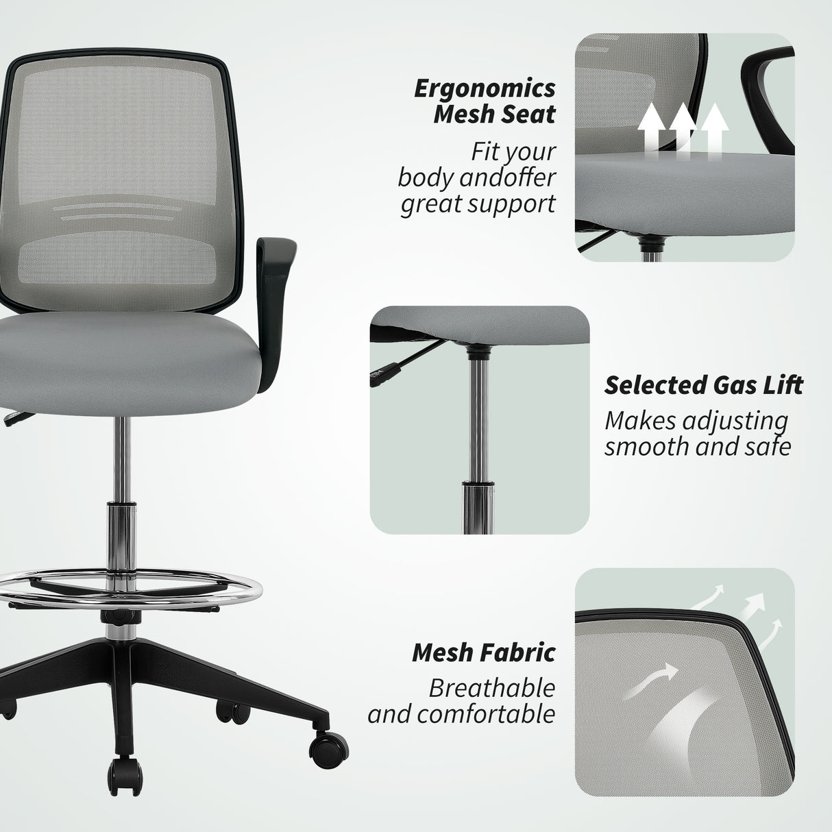 Fabric Home And Office Chair 68cm Wide With Footrest - Velmora