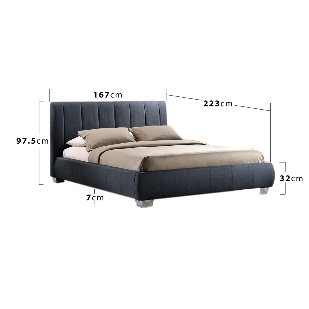 Fabric King Size Bed With Sprung Slatted Base - Braunston
