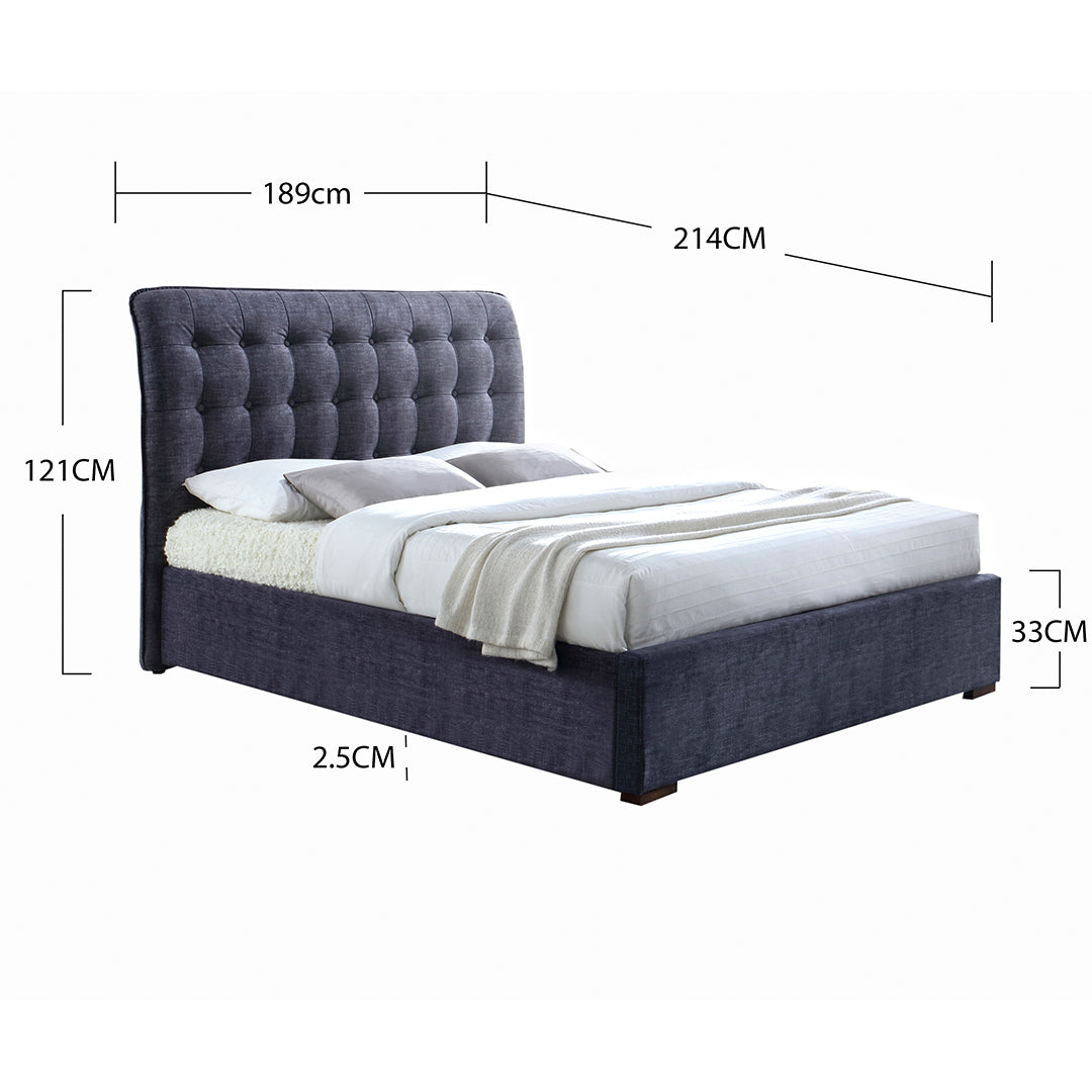 Fabric King Size Bed With Sprung Slatted Base - Hamilton
