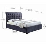 Fabric King Size Bed With Sprung Slatted Base - Hamilton