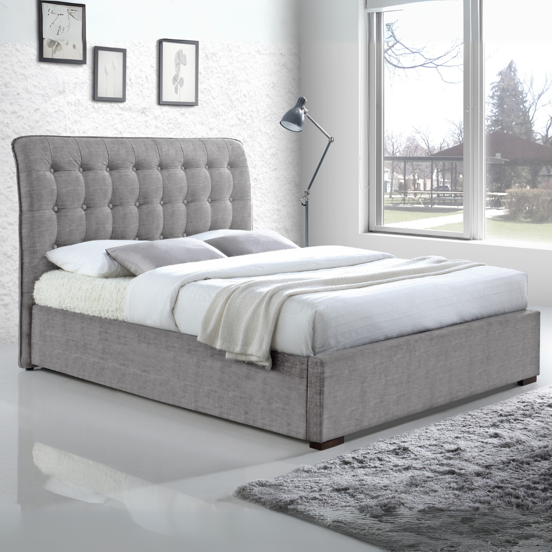 Fabric King Size Bed With Sprung Slatted Base - Hamilton