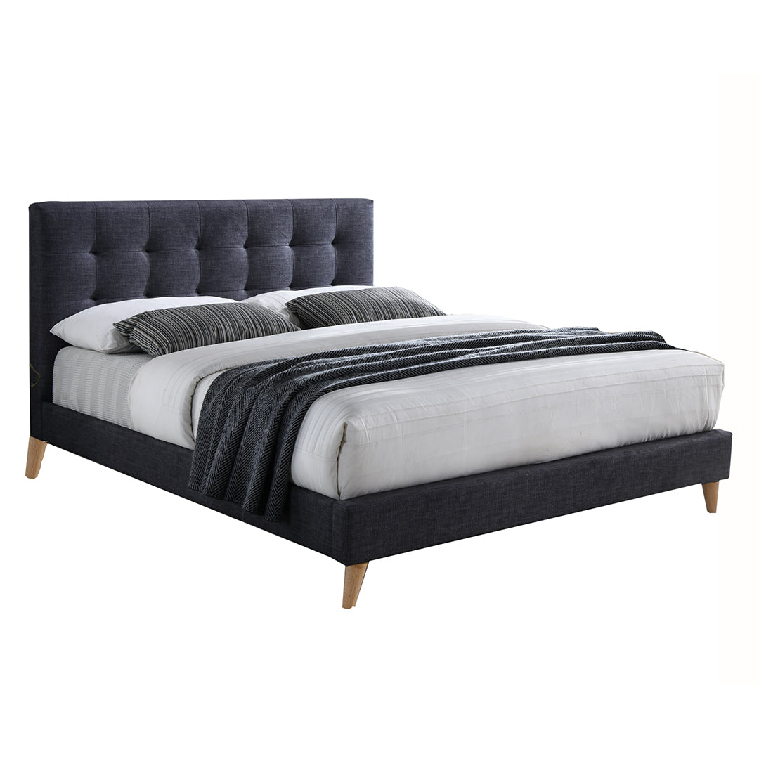Fabric King Size Bed With Sprung Slatted Base - Novara
