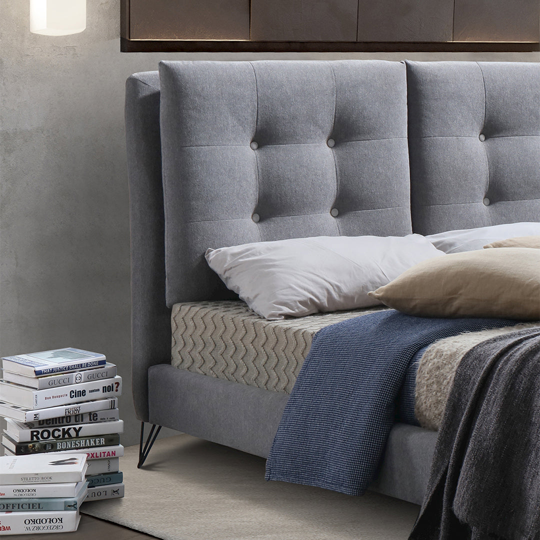 Fabric King Size Bed With Sprung Slatted Base - Tuscany