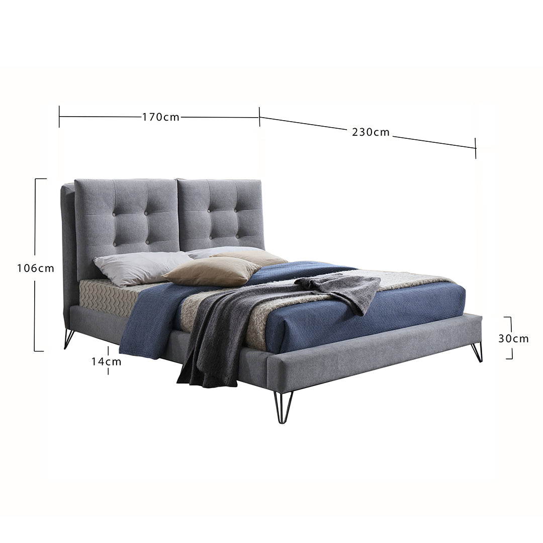 Fabric King Size Bed With Sprung Slatted Base - Tuscany