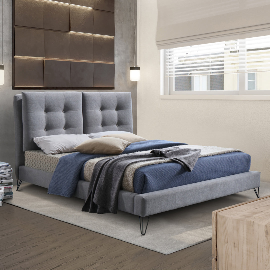 Fabric King Size Bed With Sprung Slatted Base - Tuscany