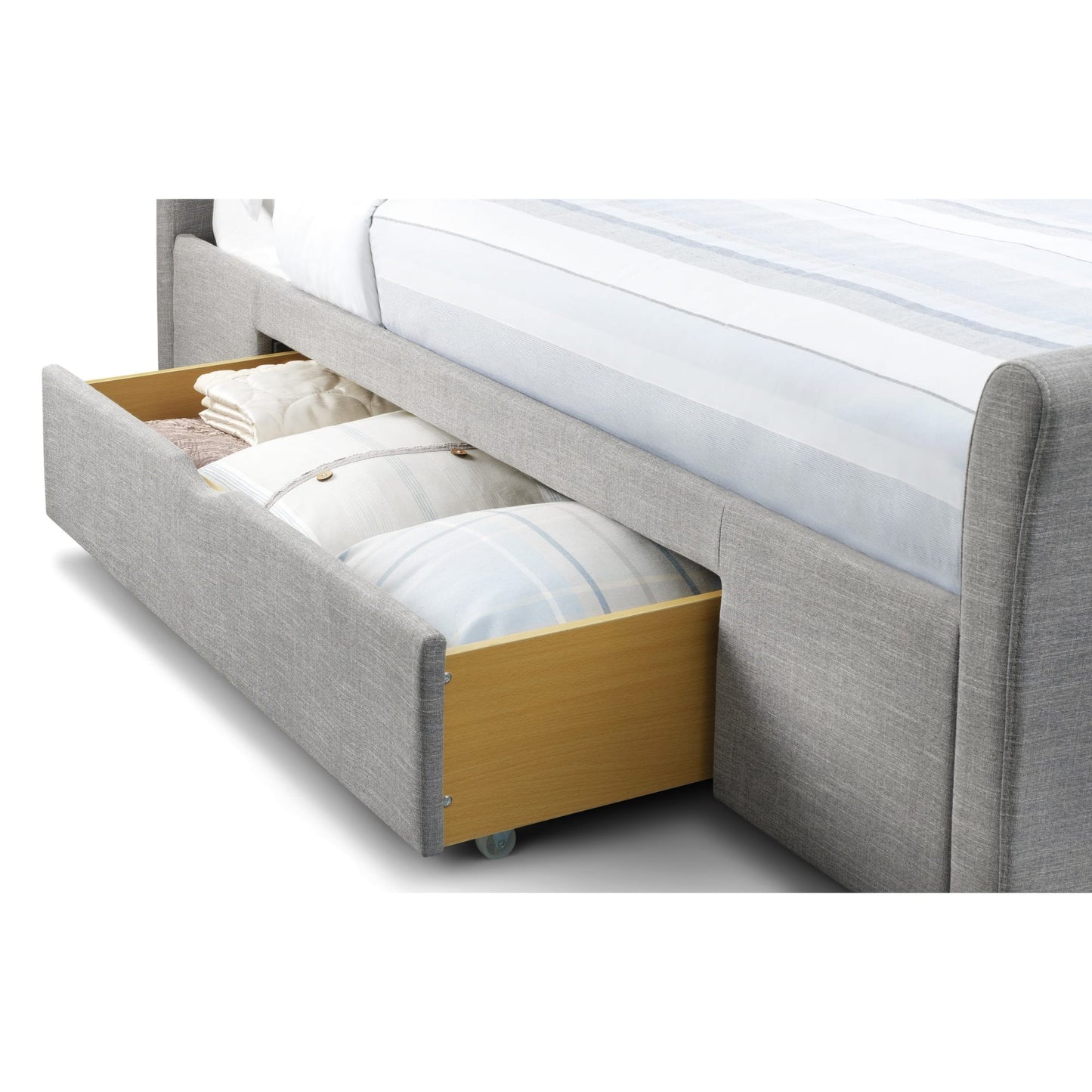Fabric King Size Bed With 2 Drawers - Capri
