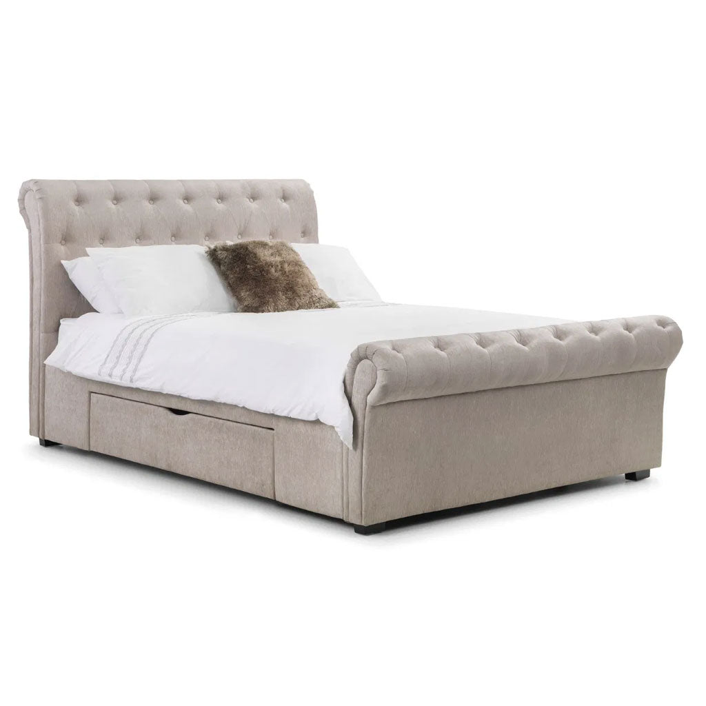 Fabric King Size Bed With 2 Drawers - Ravello