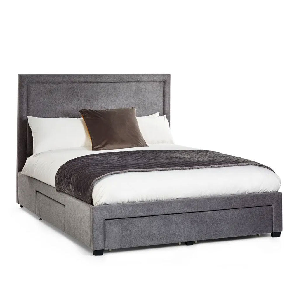 Fabric King Size Bed With 4 Drawers - Mayfair