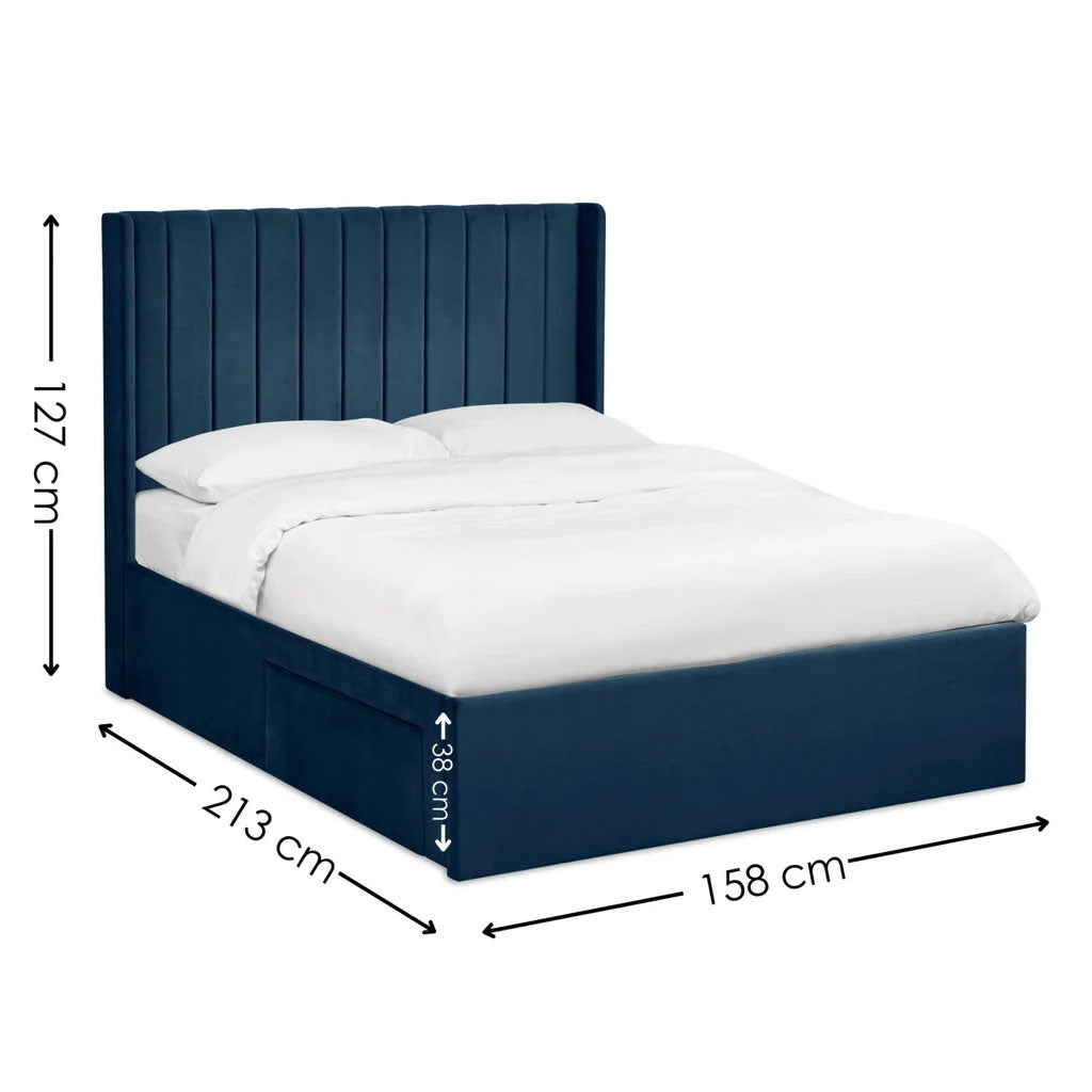 Fabric King Size Bed With Dual Storage Door - Leila