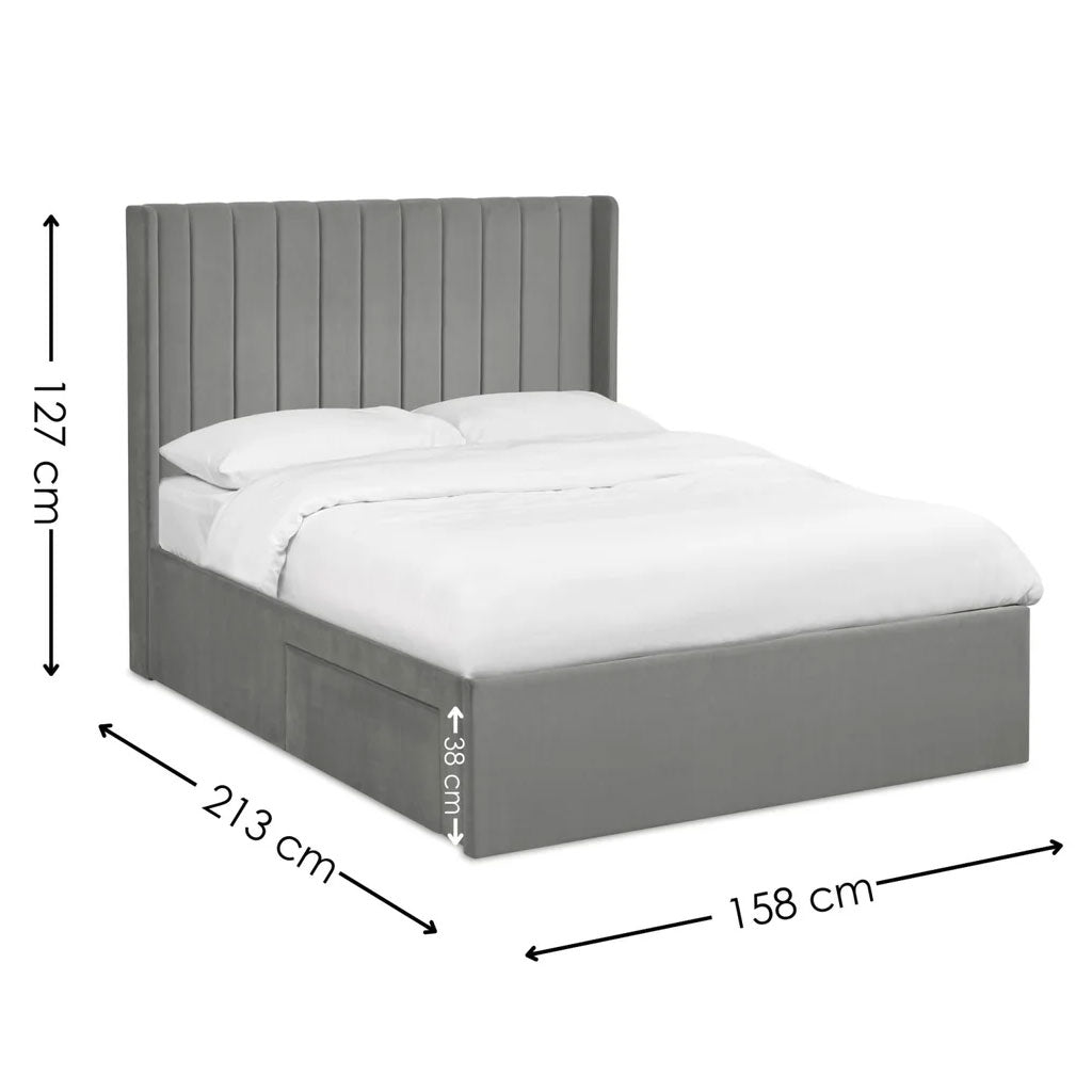 Fabric King Size Bed With Dual Storage Door - Leila
