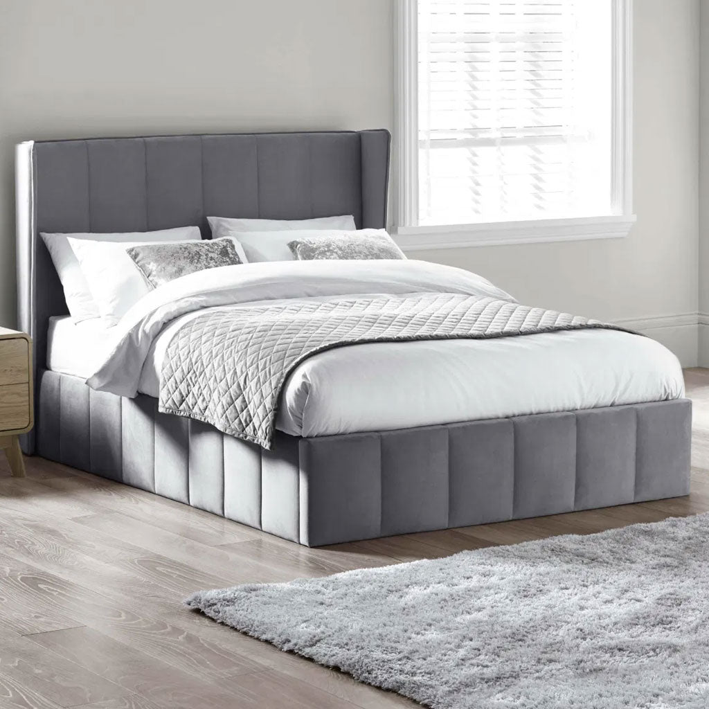 Fabric King Size Ottoman Storage Bed - Katie