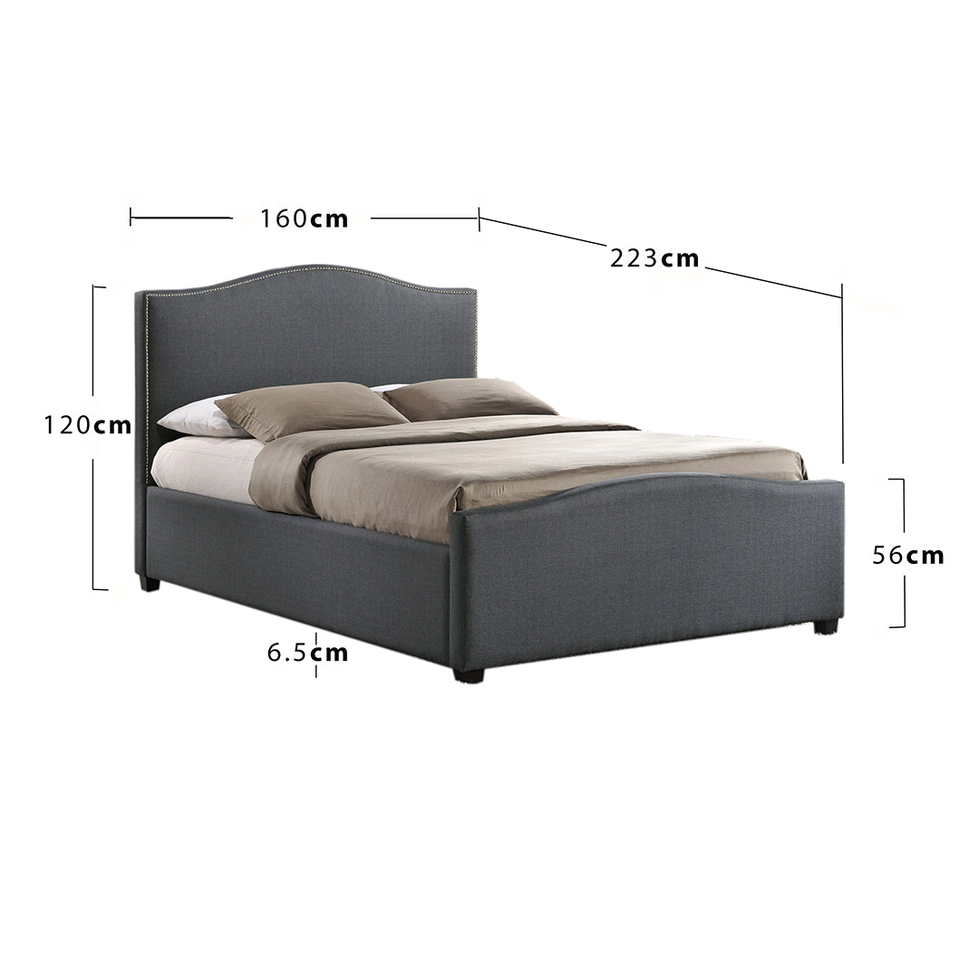 Fabric King Size Ottoman Storage Bed With Solid Wooden Feets - Brunswick