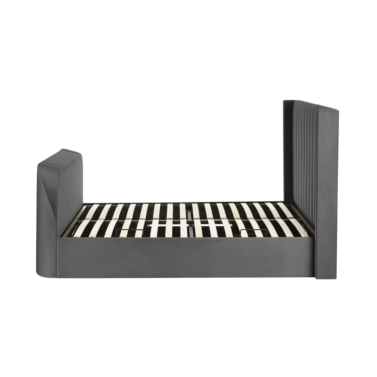 Fabric King Size Ottoman TV Storage Bed - Clara