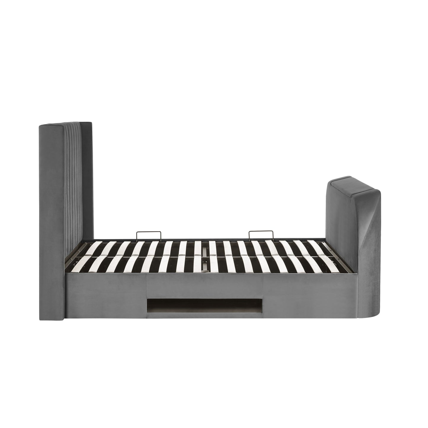 Fabric King Size Ottoman TV Storage Bed - Clara