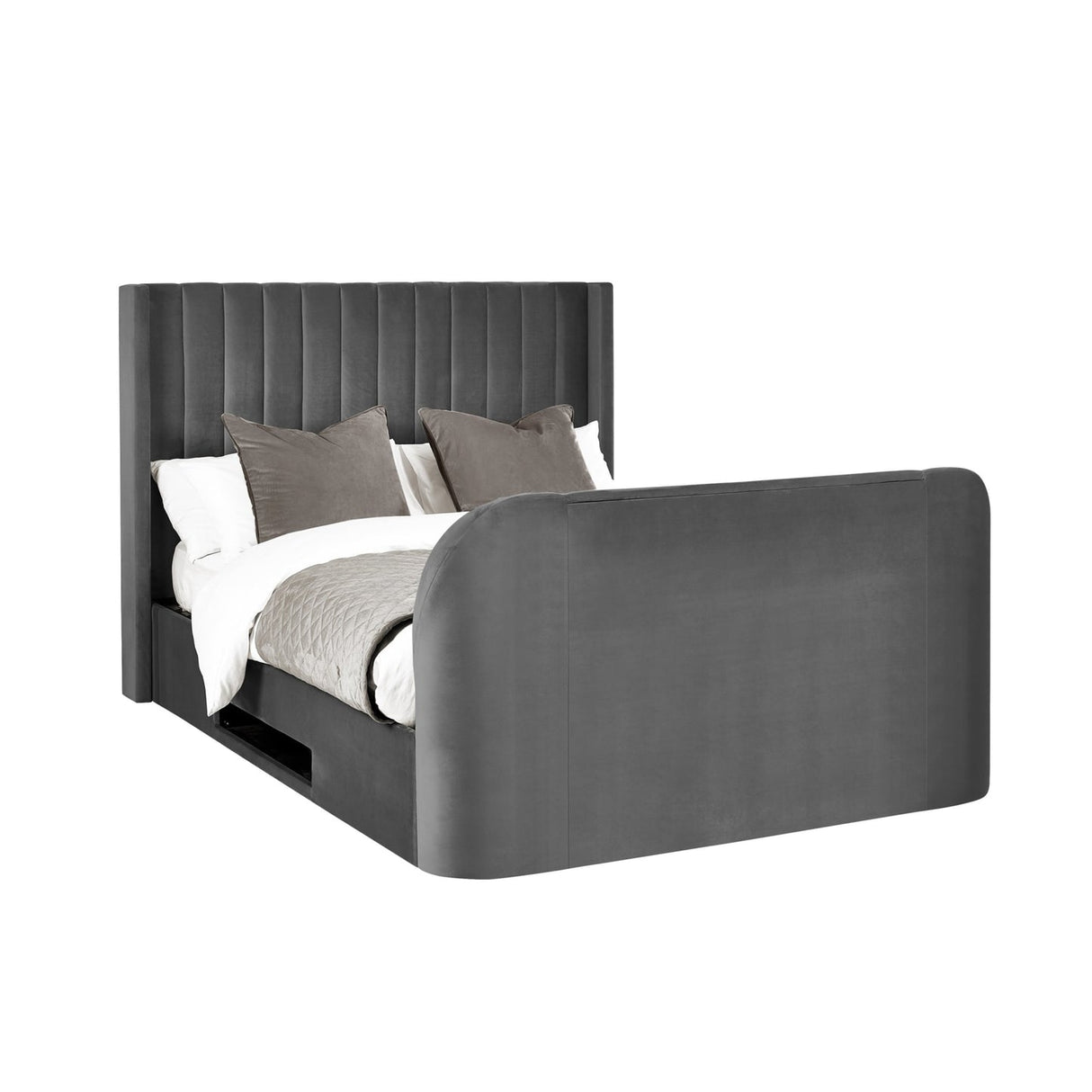 Fabric King Size Ottoman TV Storage Bed - Clara