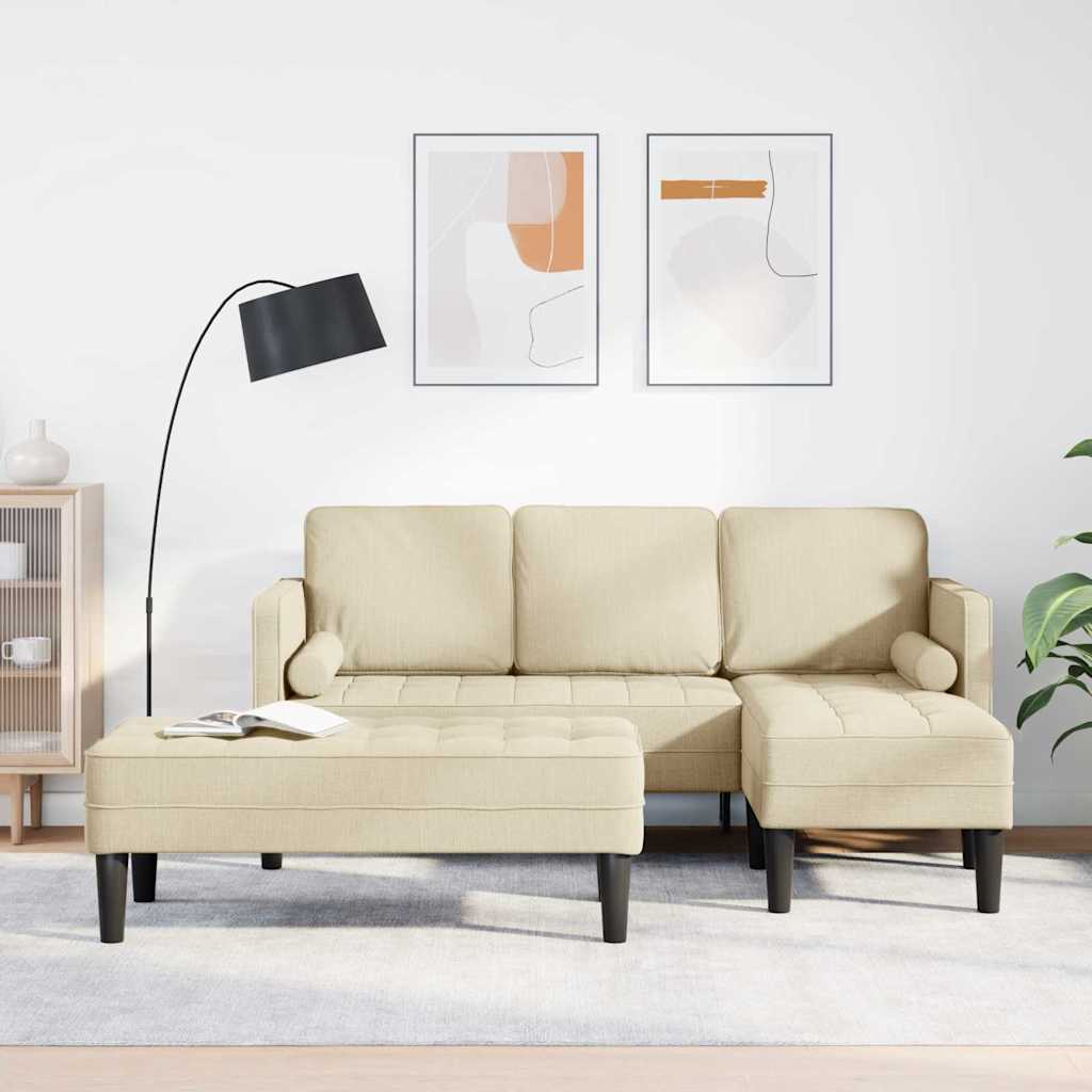 Fabric L Shaped Sofa With Ottoman - Vantage Home